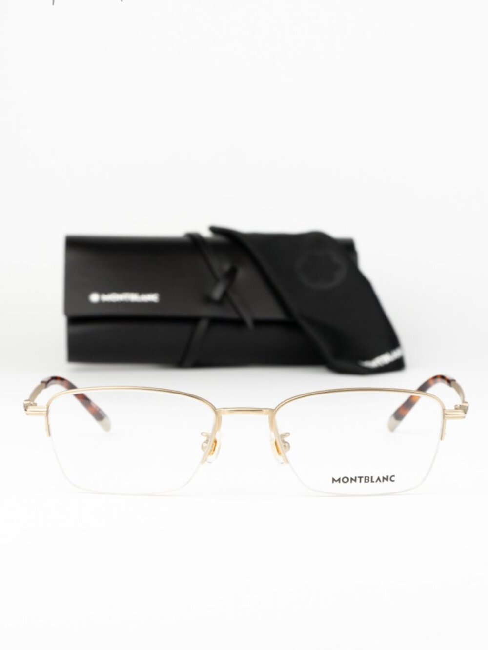 Montblanc Men Eyeglasses Gold Demo Rectangle MB0133O 003 NEW AUTHENTIC